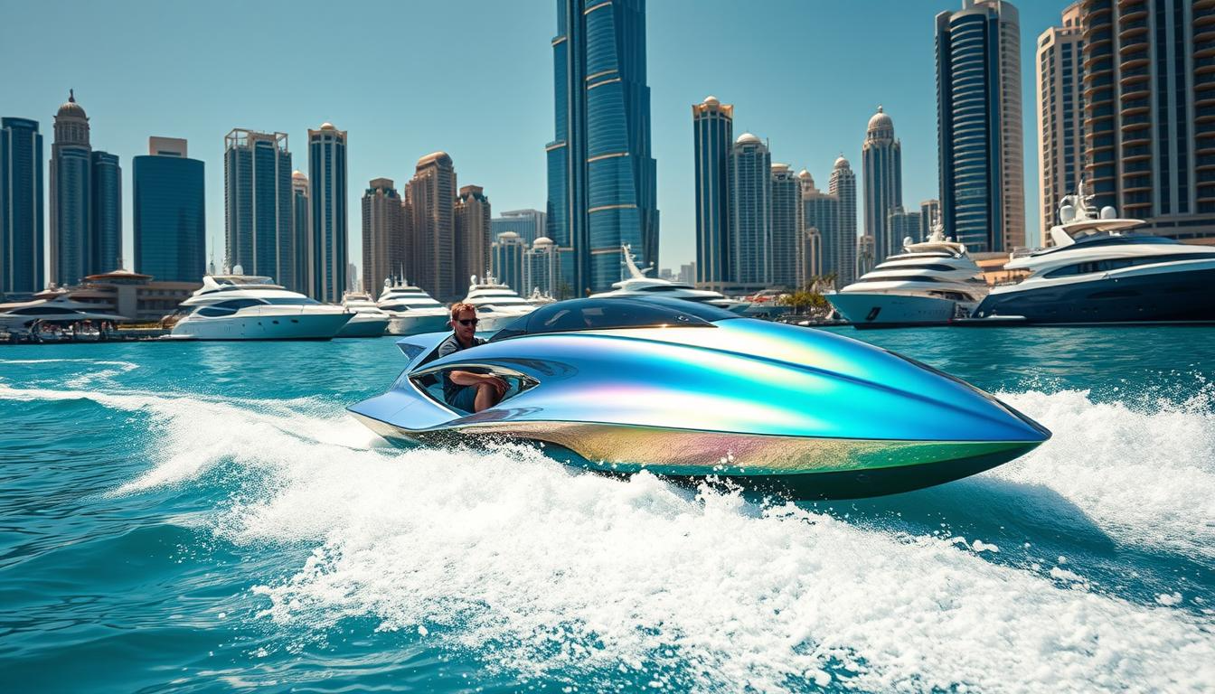 Thrilling Jet Ski Car Dubai Adventure Offering Unique Water Ride and Marina Views